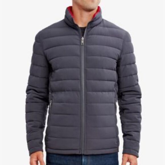 Nautica Grey/Red Reversible Puffer Jacket - Picture 2 of 15